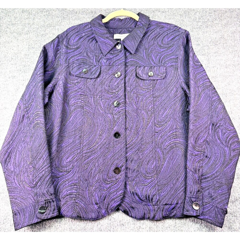 Coldwater Creek Petite XL Purple Textured Button Front Jacket Blazer